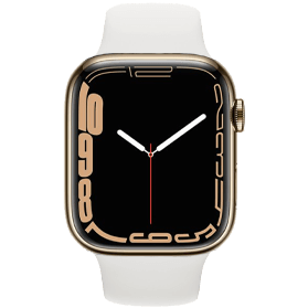 Apple Watch Series 7 41mm RVS goud 4G met wit sportbandje