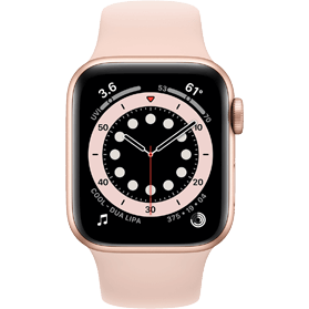 Apple Watch Series 7 45mm RVS goud 4G met wit sportbandje