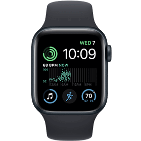 Apple Watch SE 2022 40mm aluminium zwart wifi met zwart sportbandje