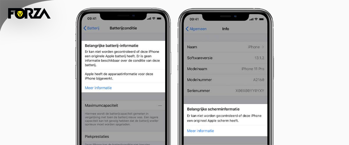 batterij- en beeldscherm melding refurbished iPhone